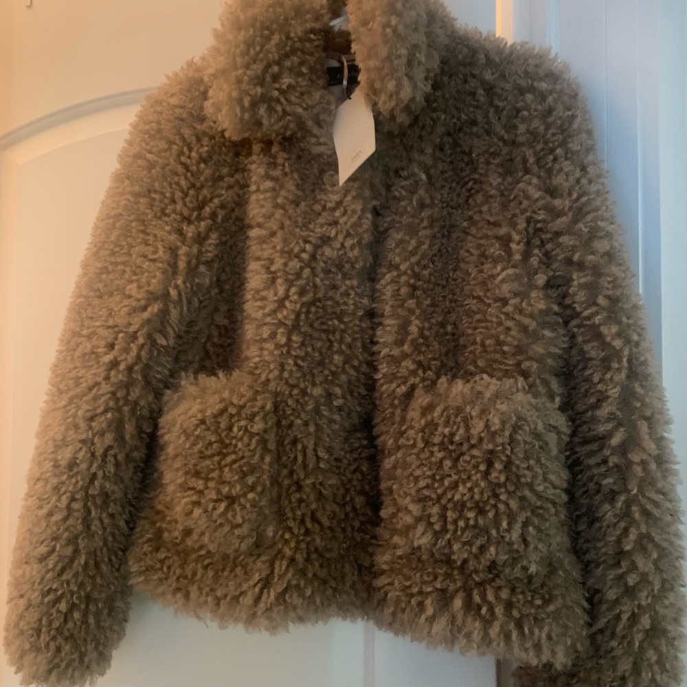 Beige Shearling Zara Coat NWT